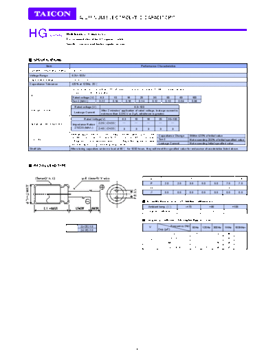 Taicon [radial thru-hole] HG Series  . Electronic Components Datasheets Passive components capacitors Taicon Taicon [radial thru-hole] HG Series.pdf