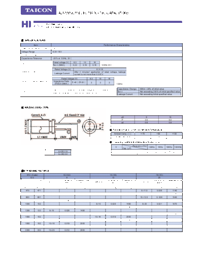 Taicon [radial thru-hole] HI Series  . Electronic Components Datasheets Passive components capacitors Taicon Taicon [radial thru-hole] HI Series.pdf