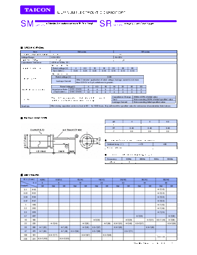 Taicon [radial thru-hole] SM-SR Series  . Electronic Components Datasheets Passive components capacitors Taicon Taicon [radial thru-hole] SM-SR Series.pdf