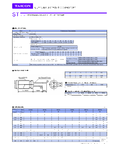 Taicon [radial thru-hole] ST Series  . Electronic Components Datasheets Passive components capacitors Taicon Taicon [radial thru-hole] ST Series.pdf