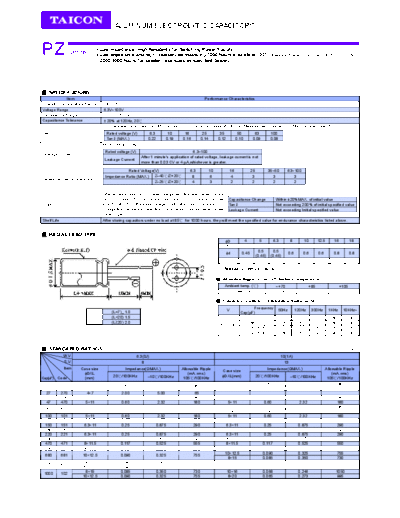 Taicon [radial thru-hole] PZ Series  . Electronic Components Datasheets Passive components capacitors Taicon Taicon [radial thru-hole] PZ Series.pdf