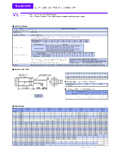 Taicon [radial thru-hole] VL Series  . Electronic Components Datasheets Passive components capacitors Taicon Taicon [radial thru-hole] VL Series.pdf