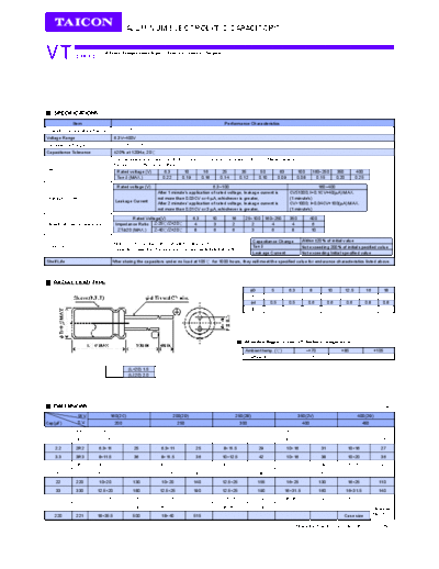 Taicon [radial thru-hole] VT Series  . Electronic Components Datasheets Passive components capacitors Taicon Taicon [radial thru-hole] VT Series.pdf