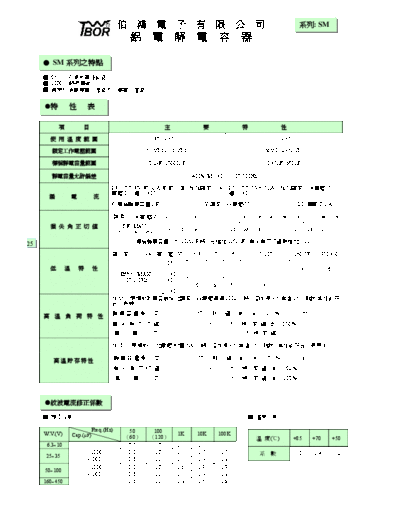 Tbor [radial thru-hole] SM SERIES  . Electronic Components Datasheets Passive components capacitors Tbor Tbor [radial thru-hole] SM SERIES.pdf