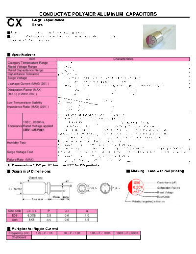 Teapo [polymer thru-hole] CX Series  . Electronic Components Datasheets Passive components capacitors Teapo Teapo [polymer thru-hole] CX Series.pdf