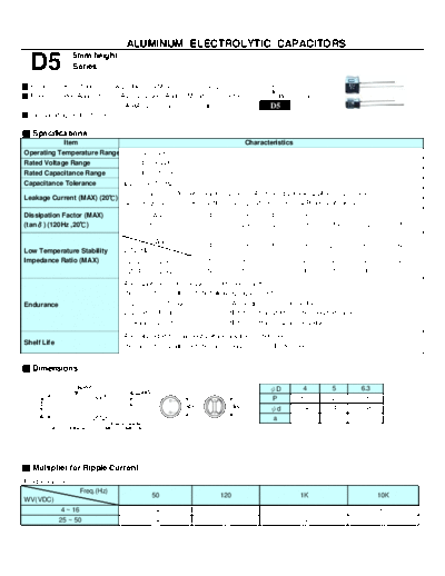 Teapo [radial thru-hole] D5 Series  . Electronic Components Datasheets Passive components capacitors Teapo Teapo [radial thru-hole] D5 Series.pdf