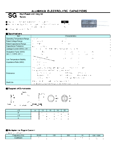 Teapo [radial thru-hole] SG Series  . Electronic Components Datasheets Passive components capacitors Teapo Teapo [radial thru-hole] SG Series.pdf