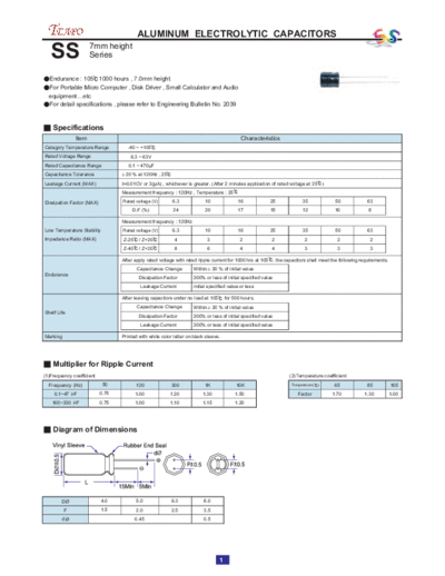 Teapo [radial thru-hole] SS Series  . Electronic Components Datasheets Passive components capacitors Teapo Teapo [radial thru-hole] SS Series.pdf