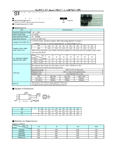 Teapo [radial thru-hole] ST Series  . Electronic Components Datasheets Passive components capacitors Teapo Teapo [radial thru-hole] ST Series.pdf