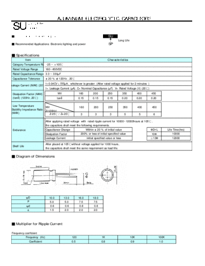 Teapo [radial thru-hole] SU Series  . Electronic Components Datasheets Passive components capacitors Teapo Teapo [radial thru-hole] SU Series.pdf