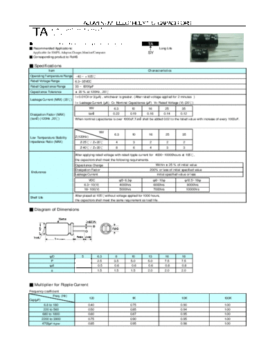 Teapo [radial thru-hole] TA Series  . Electronic Components Datasheets Passive components capacitors Teapo Teapo [radial thru-hole] TA Series.pdf