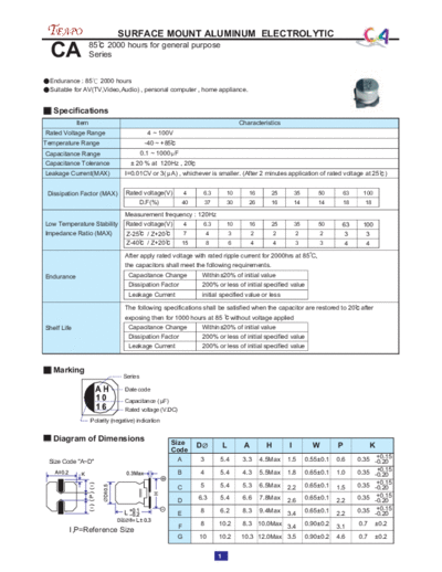 Teapo Teapo [smd] CA Series  . Electronic Components Datasheets Passive components capacitors Teapo Teapo [smd] CA Series.pdf