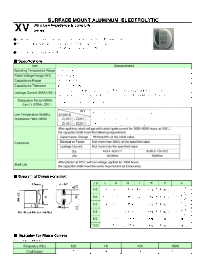 Teapo Teapo [smd] XV Series  . Electronic Components Datasheets Passive components capacitors Teapo Teapo [smd] XV Series.pdf