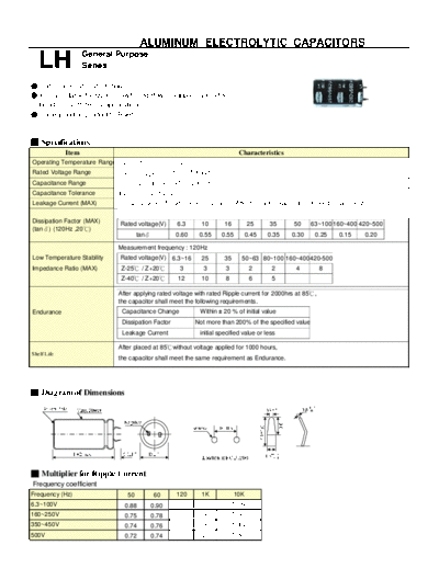 Teapo [snap-in] LH Series  . Electronic Components Datasheets Passive components capacitors Teapo Teapo [snap-in] LH Series.pdf