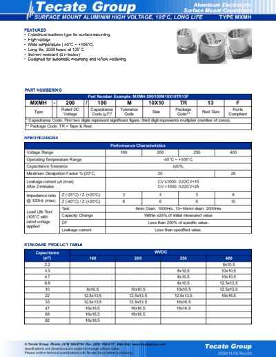 Tecate [smd] MXMH Series  . Electronic Components Datasheets Passive components capacitors Tecate Tecate [smd] MXMH Series.pdf