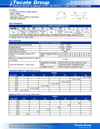 Tecate [smd] MXMM Series  . Electronic Components Datasheets Passive components capacitors Tecate Tecate [smd] MXMM Series.pdf