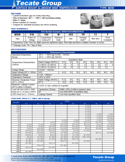 Tecate [smd] MXW Series  . Electronic Components Datasheets Passive components capacitors Tecate Tecate [smd] MXW Series.pdf