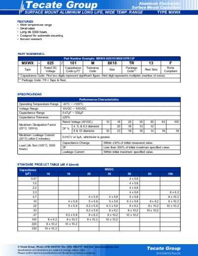 Tecate [smd] MXWX Series  . Electronic Components Datasheets Passive components capacitors Tecate Tecate [smd] MXWX Series.pdf