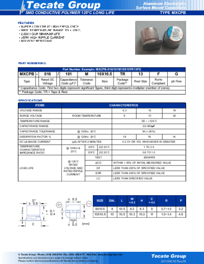 Tecate [polymer smd] MXCPB Series  . Electronic Components Datasheets Passive components capacitors Tecate Tecate [polymer smd] MXCPB Series.pdf
