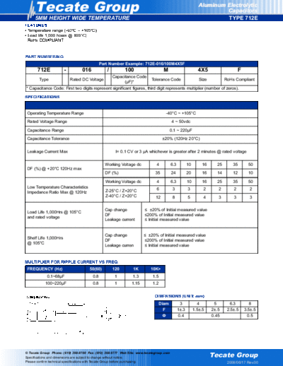 Tecate [radial thru-hole] 712E Series  . Electronic Components Datasheets Passive components capacitors Tecate Tecate [radial thru-hole] 712E Series.pdf