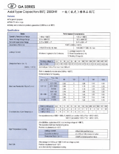 U-CAP [Yuan Feng] U-Cap [axial] GA Series  . Electronic Components Datasheets Passive components capacitors U-CAP [Yuan Feng] U-Cap [axial] GA Series.pdf