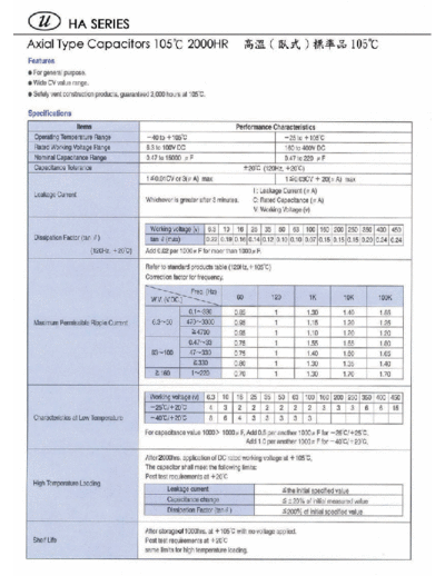 U-CAP [Yuan Feng] U-Cap [axial] HA Series  . Electronic Components Datasheets Passive components capacitors U-CAP [Yuan Feng] U-Cap [axial] HA Series.pdf