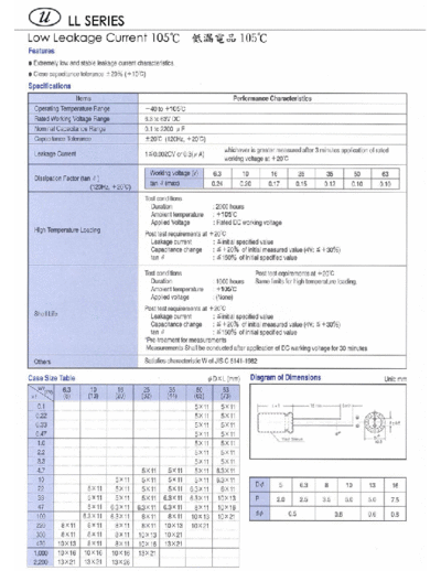 U-CAP [Yuan Feng] U-Cap [radial thru-hole] LL Series  . Electronic Components Datasheets Passive components capacitors U-CAP [Yuan Feng] U-Cap [radial thru-hole] LL Series.pdf