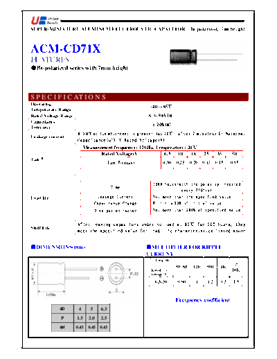 UB [United Benefit] UB [bi-polar radial] ACM-CD71X Series  . Electronic Components Datasheets Passive components capacitors UB [United Benefit] UB [bi-polar radial] ACM-CD71X Series.pdf