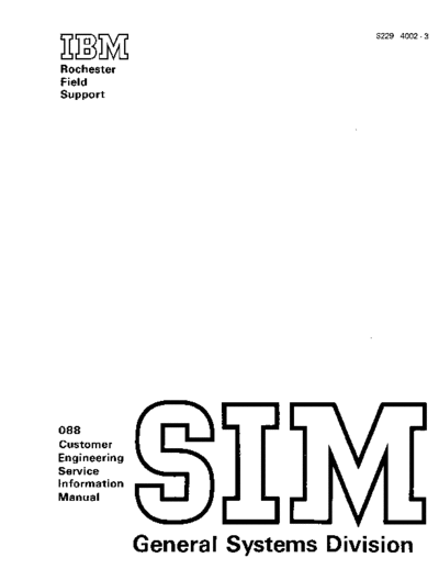 IBM S229-4002-3 88 Customer Engineer Service Information Manual May75  IBM punchedCard Collator 088 S229-4002-3_88_Customer_Engineer_Service_Information_Manual_May75.pdf