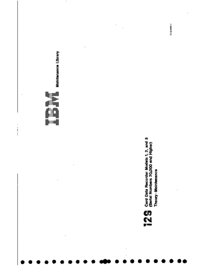 IBM SY22-6882-3 129 Maintenance Mar74  IBM punchedCard Keypunch 129 SY22-6882-3_129_Maintenance_Mar74.pdf