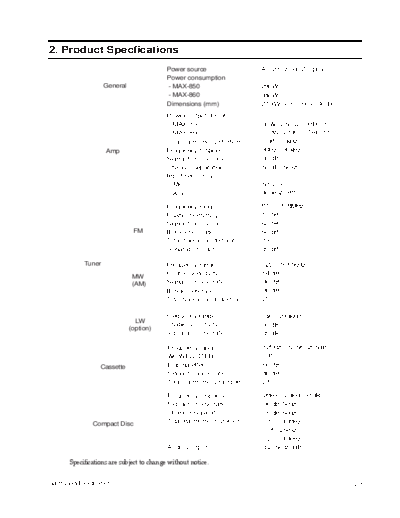 Samsung Product Specification  Samsung Audio MAX-850-860 Samsung MAX850_860 Product Specification.pdf