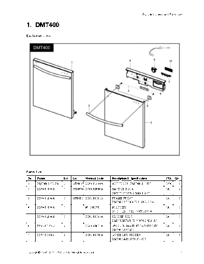 Samsung ZysBj1-Exploded View Parts List(map)  Samsung Dishwashers DMT400RHS Service Manuals ZysBj1-Exploded_View_Parts_List(map).pdf