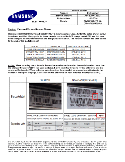 Samsung ASC20140122001 V3  Samsung Dishwashers DW80F600 Service Bulletins ASC20140122001_V3.pdf