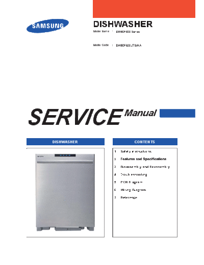 Samsung 1.COVER  Samsung Dishwashers DW80F600 Service Manual 1.COVER.pdf