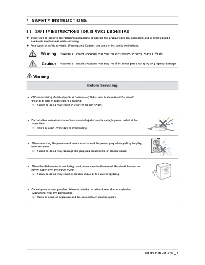 Samsung 2.SAFETY INSTRUCTIONS  Samsung Dishwashers DW80F600 Service Manual 2.SAFETY_INSTRUCTIONS.pdf