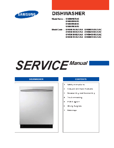 Samsung 1.COVER  Samsung Dishwashers DW80H9970US_AA Service Manual 1.COVER.pdf
