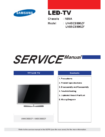 Samsung Cover  Samsung LCD TV N99A chassis SAMSUNG_UN46C9000ZFXZA_UN55C9000ZFXZA_Chassis_N99A Cover.pdf