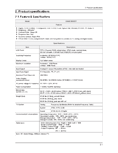 Samsung Product Specification  Samsung LCD TV N99A chassis SAMSUNG_UN46C9000ZFXZA_UN55C9000ZFXZA_Chassis_N99A Product Specification.pdf