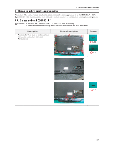 Samsung Disassembly & Reassembly  Samsung LCD TV LE-26-32-37-40A330 samsung_LE26-32-37-40A330J Disassembly & Reassembly.pdf