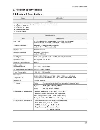 Samsung Product Specification  Samsung LCD TV LE-26-32-37-40A330 samsung_LE26-32-37-40A330J Product Specification.pdf