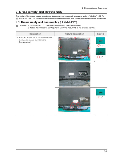 Samsung Disassembly & Reassembly  Samsung LCD TV LE32A336J1N CH GJE32SE LE32A336J1N Disassembly & Reassembly.pdf