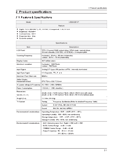 Samsung Product Specification  Samsung LCD TV LE32A336J1N CH GJE32SE LE32A336J1N Product Specification.pdf
