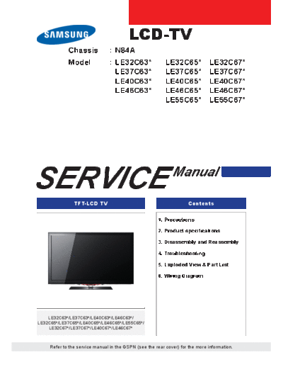 Samsung Cover  Samsung LCD TV LE32C650L1W  LE32C650L1WXXH LE32C650L1W LE32C650L1WXXH Cover.pdf