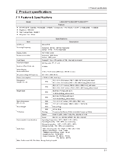 Samsung Product Specification  Samsung LCD TV LE37C550 chassis N82A LE37C550J1W-XXH - N82A CHASSIS - 2010 Product Specification.pdf