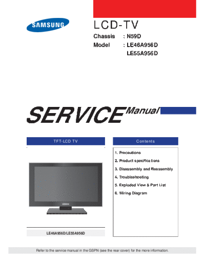 Samsung Cover  Samsung LCD TV LE46-55A956D chassis N59D samsung_LE46-55A956D_ch_n59d Cover.pdf