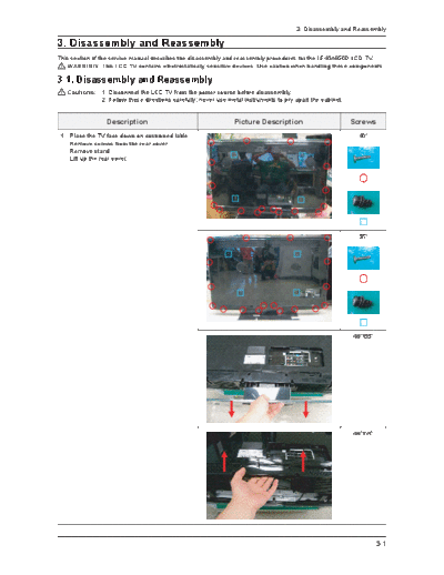 Samsung Disassembly & Reassembly  Samsung LCD TV LE46-55A956D chassis N59D samsung_LE46-55A956D_ch_n59d Disassembly & Reassembly.pdf