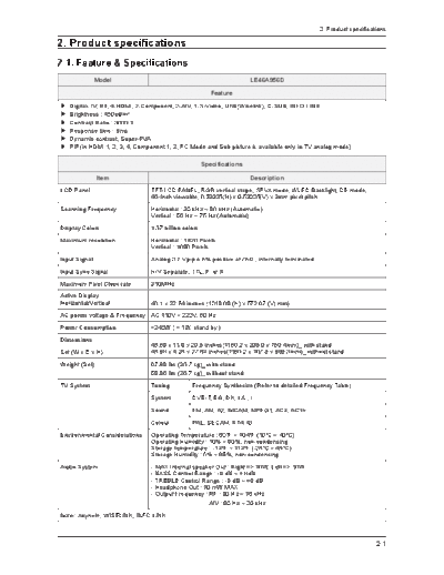 Samsung Product Specification  Samsung LCD TV LE46-55A956D chassis N59D samsung_LE46-55A956D_ch_n59d Product Specification.pdf