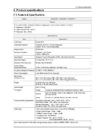 Samsung 02 specifications  Samsung LCD TV UE32 37 40 46D55XXRS UE46D57XXRS chassis U66A-57A UE32D5000 02_specifications.pdf