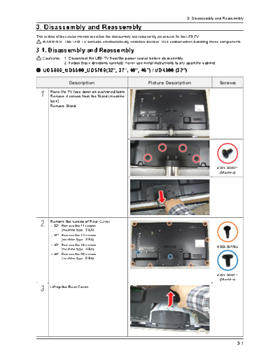 Samsung 03 disassembly and reassemble  Samsung LCD TV UE32 37 40 46D55XXRS UE46D57XXRS chassis U66A-57A UE32D5000 03_disassembly_and_reassemble.pdf