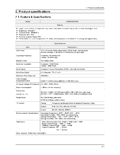Samsung Product Specification  Samsung LCD TV UE40-46-55B7000 samsung_UE40-46-55B7000_7020XW_8000WW_ch_n74a Product Specification.pdf